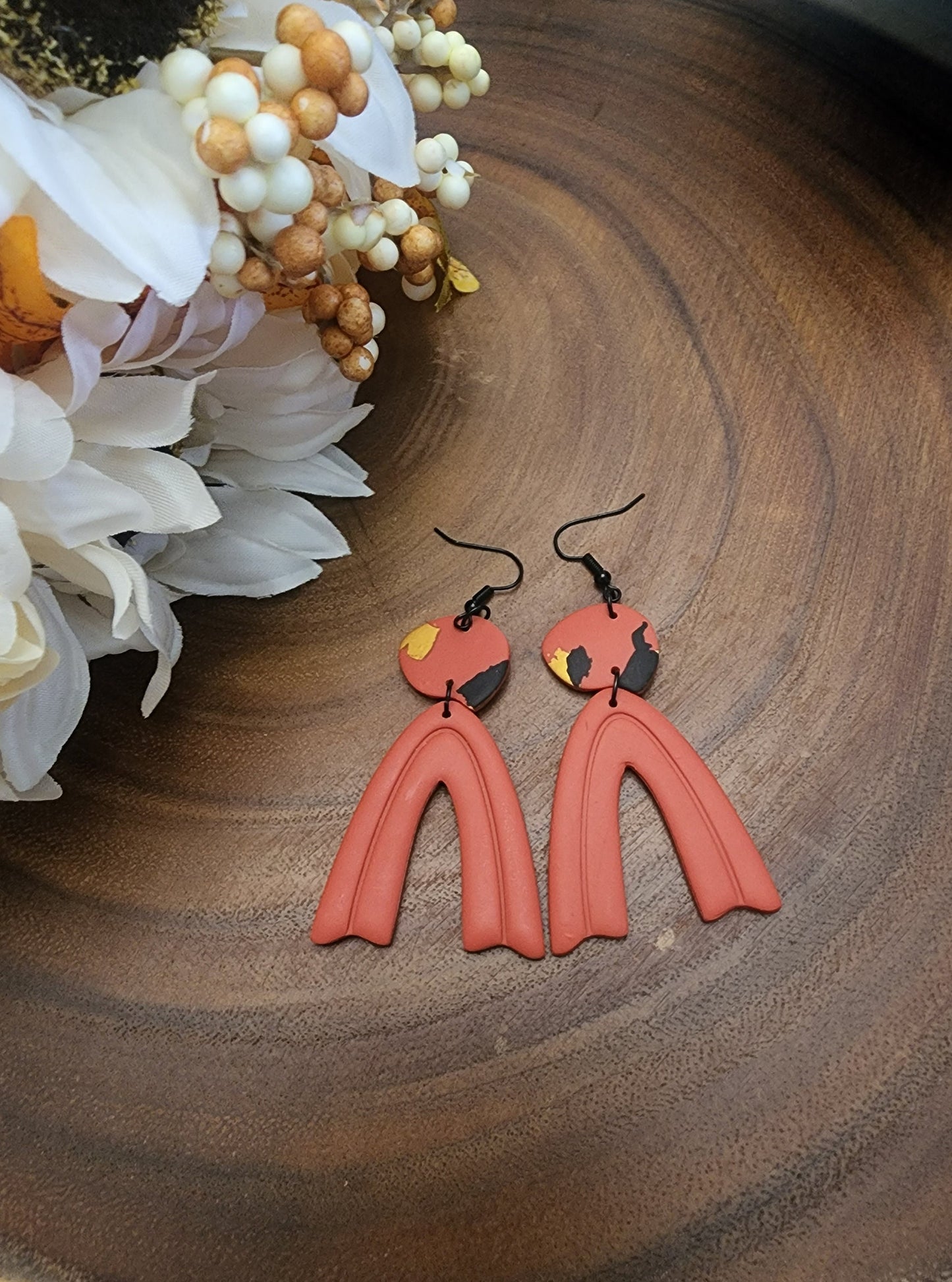 Fall Polymer Clay Large Dangle Earrings