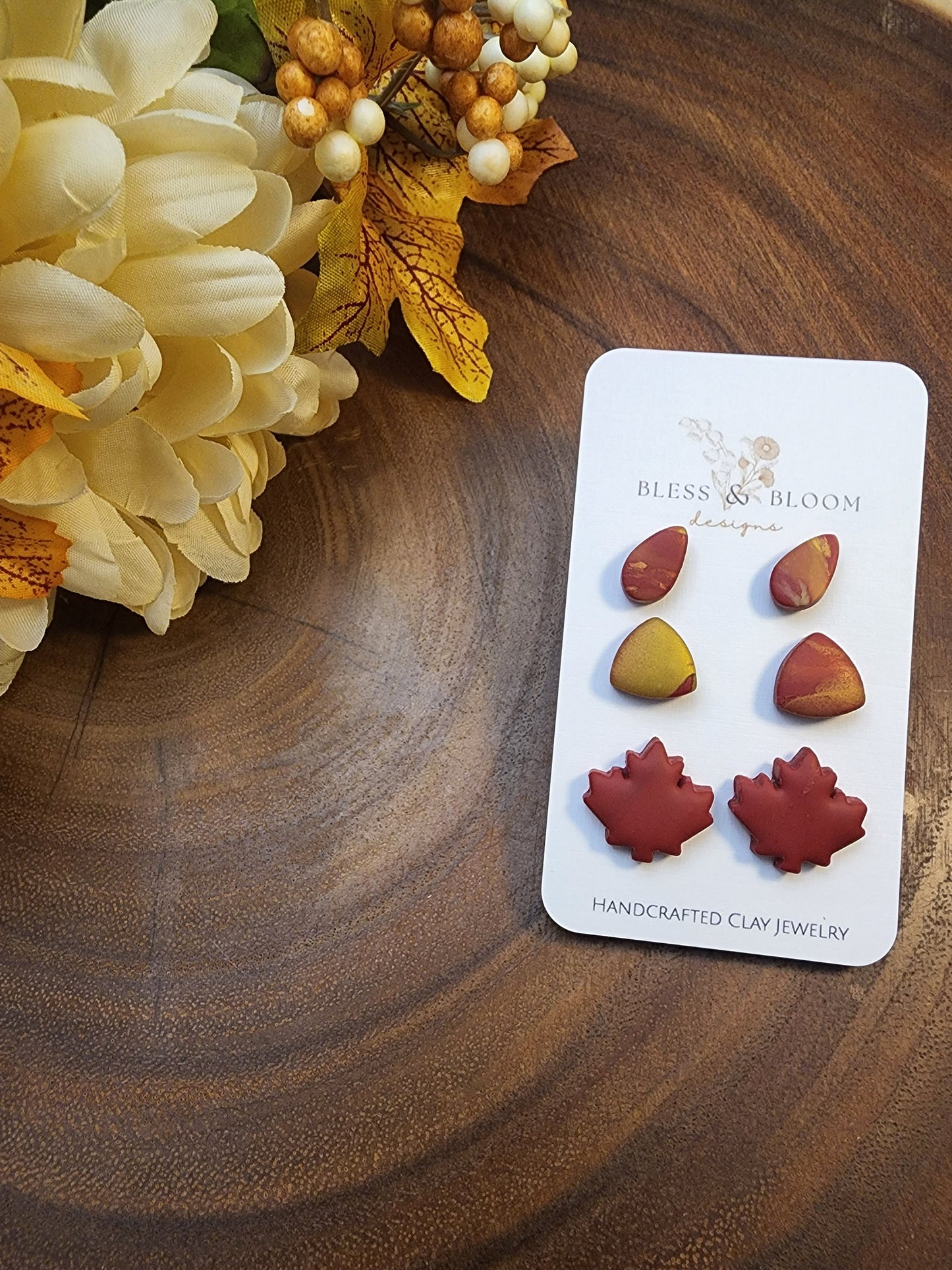 Fall Polymer Clay Stud Earrings